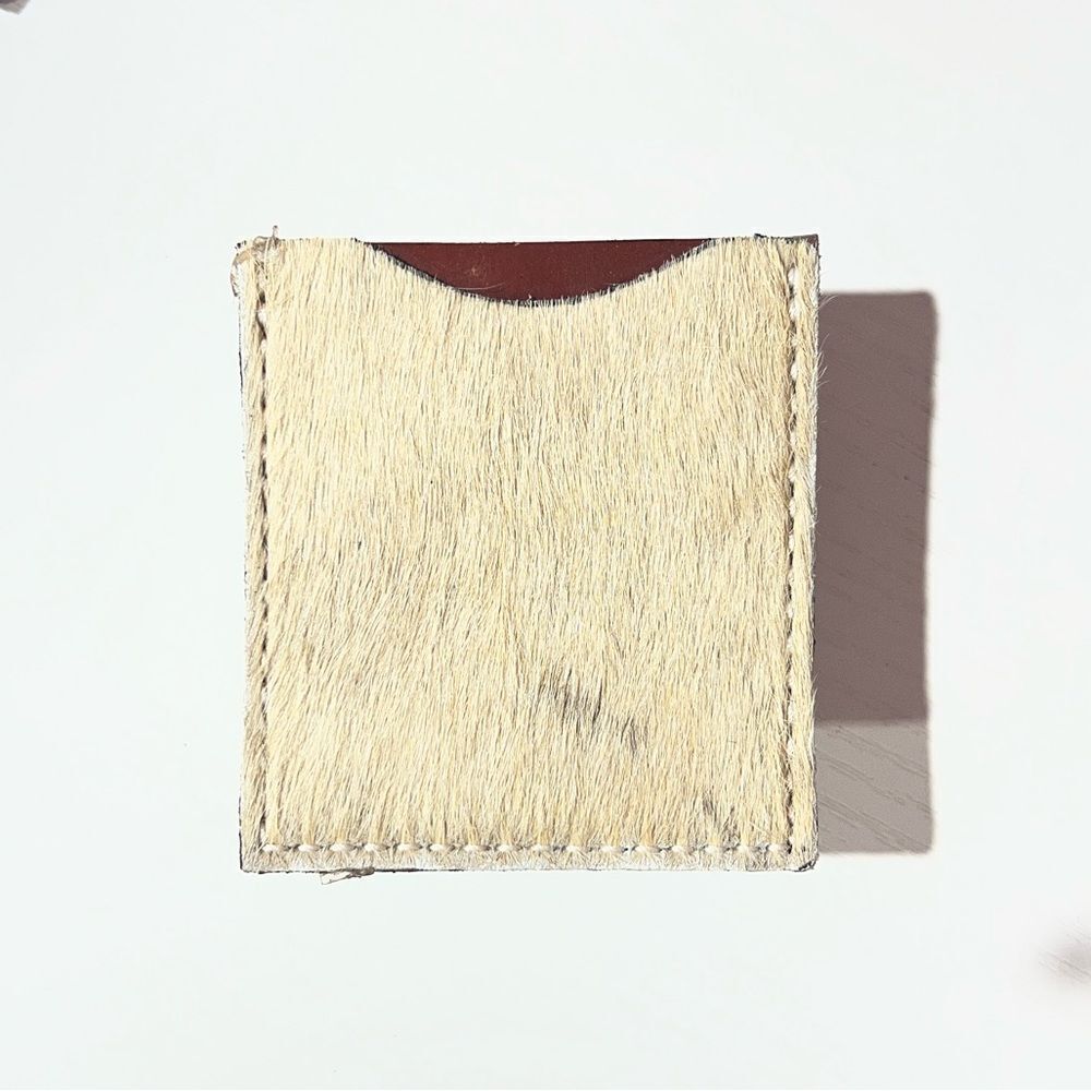 Stick On Card Wallet for Phone or Boots Speckled Cowhide cream off white